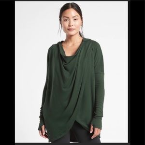 NWT-Athleta Green Purana Wrap Sweatshirt, Medium